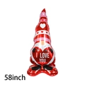58-inch Valentine's Day gnome foil balloon with red heart and I LOVE YOU message - Standing Gnome Hugging Heart