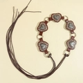 Vintage brown leather belt featuring metallic heart studs and decorative long tassels - Knotted Style / 185cm / Silver Red Brown