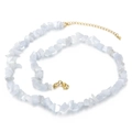 Light blue cat eye stone beaded necklace with adjustable gold lobster clasp - Light Blue (KN226660-Z)