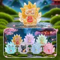 Pink Kunlun Nine-Tailed Fox resin figure with gold coin accessory in garden setting - -386 Kunlun Nine-tailed Fox Third Edition Box 6 / Full Box Set