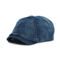 Casquette gavroche classique en denim bleu foncé délavé style rétro pour hommes et femmes - Taille unique / Bleu foncé