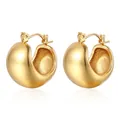 Minimalist chunky 18K gold plated stainless steel hoop earrings with mirror finish - Gold (MS-138)