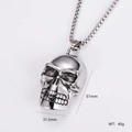 Silver stainless steel skull pendant necklace with size 51x31mm and 40g weight details - Realistic 3D Skull / 0.3*60cm Chain