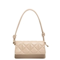 Beige quilted crossbody bag with stylish knot strap and classic gold metallic hardware - Khaki
