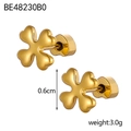 Minimalist golden star and moon clover stud earrings in durable stainless steel - Clover Shape (BE48230B0)