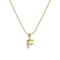 18k gold plated bead chain necklace with 3D bubble letter F pendant and pearl accent - Letter F