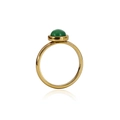 Minimalist 18K gold plated stainless steel ring featuring a green round cabochon gemstone - Green Aventurine