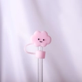 Pink silicone cloud straw cover with cute smiley face for 10mm drinking straws - Pink Cloud