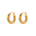 Orecchini a cerchio spessi in acciaio inossidabile placcato oro 18K dal design lucido - 20mm