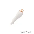 Detailed view of white enamel S-shaped chili pendant with dimensions 21mm by 7mm - VD1572 Rose Gold White Enamel Horn