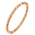 Detailed close-up of 5mm rose gold bamboo style bangle with polished metal bead texture - Waterdrop Rose Gold