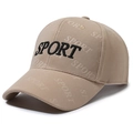 Khaki baseball cap with SPORT embroidery and embossed patterns for outdoor leisure - Adjustable / Khaki