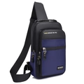 Marsupio sportivo da uomo in tessuto oxford nero e blu con tasche con cerniera - Blu