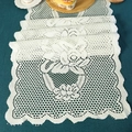 Elegante camino de mesa de encaje blanco con bordado floral para decoración de fiestas - 40*180CM / Blanco Roto