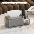 Transparent grey tissue box with dividers for remote control on marble tabletop - Multifunctional Smoke Grey (Small)