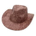 Vintage brown western cowboy hat with distressed leather texture and classic wide brim style - One Size / Khaki