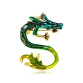 Vintage enamel dragon brooch with green blue gradient finish and golden details - Green Gradient S-Dragon