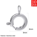 Ten pieces of 8mm stainless steel spring ring clasps for DIY jewelry making - 8mm (10 Pieces/Pack) / Steel