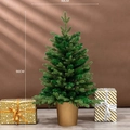 Green artificial 90cm Christmas tree in gold striped pot for indoor holiday decor - Standard Type (No Light) / 90cm