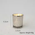 Photophore de Noël en verre argenté avec étoiles dorées, hauteur 6.5cm, poids 96g - Coupe de Lettres Merry Christmas Argent (6.5x5.5cm/96g)