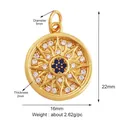 Golden sunburst evil eye pendant with blue crystals and white rhinestones - Khaki