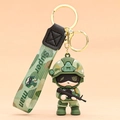Cartoon soldier keychain in camouflage green with Superman ribbon and golden metal hook - Camouflage Special Forces Green (Super man)