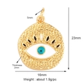 23mm Gold plated brass evil eye pendant with blue enamel and hammered texture charms - Gold Hammered Evil Eye L296843