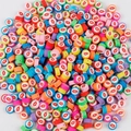 Colorful round polymer clay beads with red lip patterns for DIY jewelry making - Big Lips