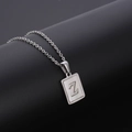 Minimalist silver stainless steel square pendant necklace featuring engraved letter Z - Silver Letter Z