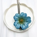 Blue flower hair claw clip with yellow center for beach style and elegant updos - Blue (Lucky Flower)