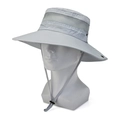 Light grey outdoor sun hat with wide brim, mesh vents and Outdoors embroidery - One Size / Light Gray