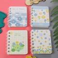 Mini A7 floral coil notebooks with colorful flower covers and side spiral binding - Sea Salt