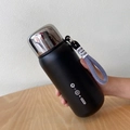 600ml matte black stainless steel insulated bottle with mirror lid and wrist strap - 600ml / Starry Black / Standard Type