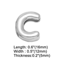 Polished silver metal letter C charm pendant with dimensions 16mm x 12mm x 5mm - Silver C