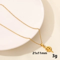 Golden stainless steel necklace with 18K plating and starburst round pendant - Gold Starburst (S1311-G+N22-G)