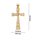 Goldener Kreuzanhänger mit klaren Steinen und Herzmitte, 34,4 mm x 16,8 mm, Gewicht 2,2 g - Goldkreuz Gelbes Herz