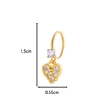 Golden heart pendant earring with sparkling zircon stones measuring 1.5cm in height - 14# Golden