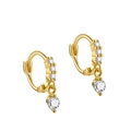 Elegant gold plated S925 silver hoop earrings with geometric zircons and tassels - ERH153 Gold Plated