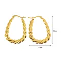 Grandi orecchini a cerchio ritorti da 32 mm in acciaio inossidabile placcato oro 18K - E0090 Stile Corda Ovale