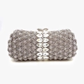 Macro detail of the silver rhinestone evening clutch bag with sparkling crystal stones - Silver