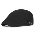 Classic black corduroy newsboy cap for men and women featuring adjustable metal side buckle - Adjustable / Black
