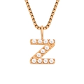 Colgante letra Z con perlas y cadena box de oro rosa con elegante estilo vintage francés - Z-Oro Rosa