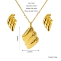 Geometric textured stainless steel jewelry set with 18k gold plating including necklace - Teardrop Ripple Style (ZS1542G)