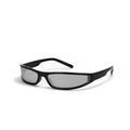Y2K futuristic rectangular sunglasses with black frame and grey lenses for sports style - Bright Black / Silver
