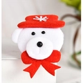 Plush white bear snap bracelet with red snowflake hat and bow tie for Christmas gift - T1-36 Red Glowing Bear
