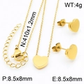 Polished gold heart jewelry set including a pendant necklace and stud earrings - Gold 2-Piece Set (KS199051-K)