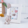White 7-inch children's photo frame with cute 3D brown bear and balloon decoration - Beige Bear-Vertical / 0.1