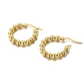 Pendientes de aro con cuentas doradas de acero inoxidable para mujer - Dorado (KE99814-WGAS)