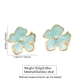 Blue marble enamel flower stud earrings in stainless steel gold finish for beach vacation - Light Blue Marble Flower (FYD6036EH-blue)