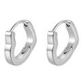 Minimalist 18K silver-plated 13MM hollow heart hoop earrings for women on white background - Silver Tone (EU1299)